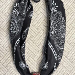 Black Bandana with Red Cut-Out Bead