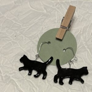 Black Cat Drop Earrings