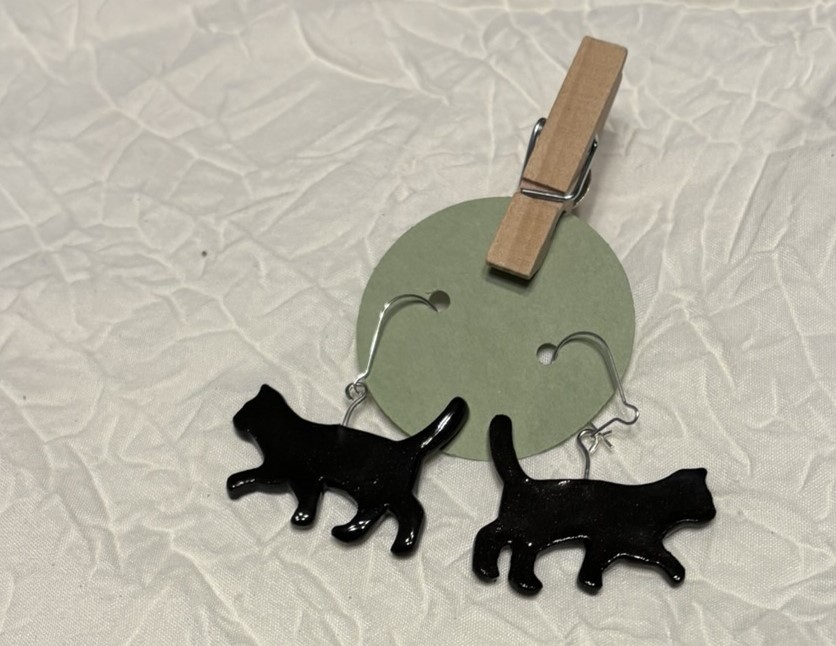 Black Cat Drop Earrings