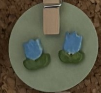 Blue Tulip Flower Earrings