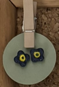Blue Yellow Blue Flower Earrings