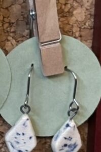 Blue and White Diamond Shaped Earrings