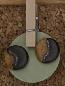 Carmel, Black, and Metalic Circle Earrings