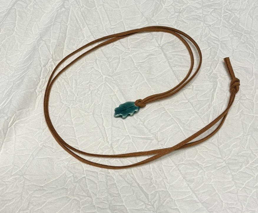 Green Leaf Leather Necklace
