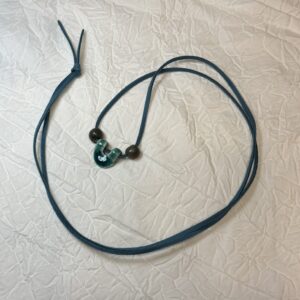Green Three Bead Leather Necklace