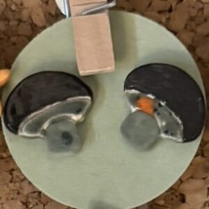 Green and Black Large Mushroom Earrings