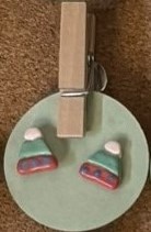 Green and Red Polka Dot Beanie Earrings