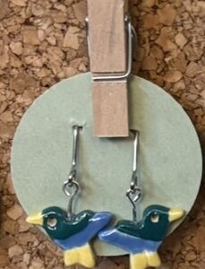 Multi-Colored Bird Drop Earrings