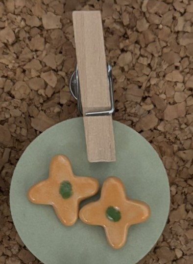 Orange Green Flower Earrings