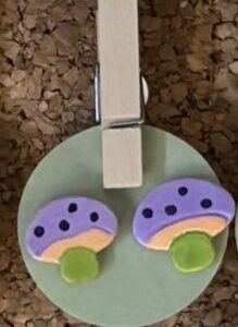 Purple, Orange, Green and Polka Dotted Mushroom Earrings (Matt)