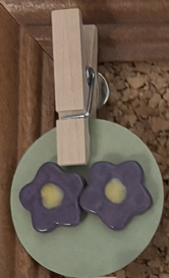 Purple Yellow Flower Earrings