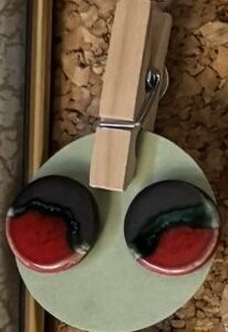 Red, Black, and Green Circle Earrings