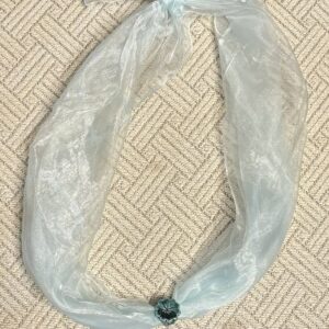 Sheer Baby Blue Scarf with Teal Flower Bead