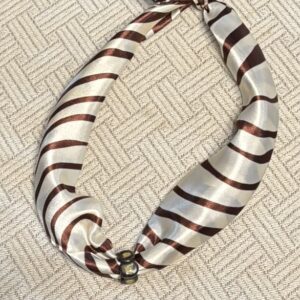 Silky Brown Zebra Like Scarf with Bead