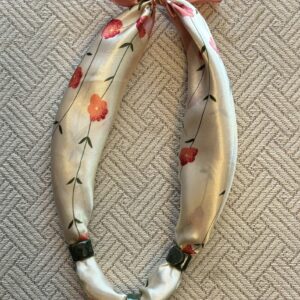 Silky Coral Colored Poppy with Glossy Green Beads