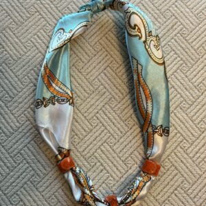 Silky Orange Beaded Scarf