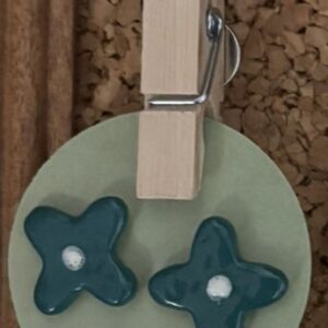 Teal White Flower Earrings