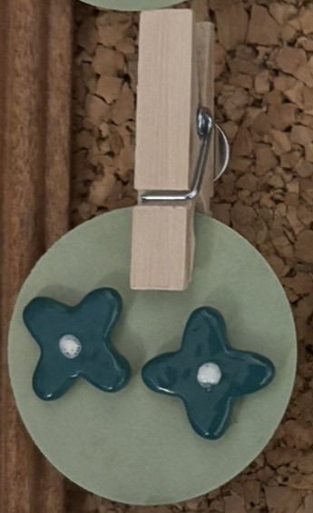 Teal White Flower Earrings