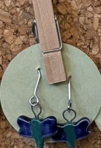 Teal and Green Dragon Fly Drop Earrings