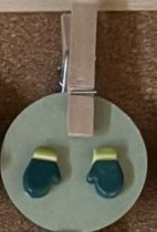 Teal and Green Mitten Earrings