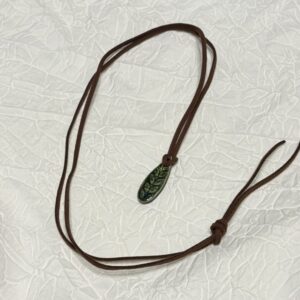 Tear Shaped Green Leather Necklace