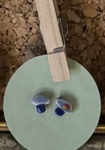 Tiny Blue and Bluish Mushroom Earrings