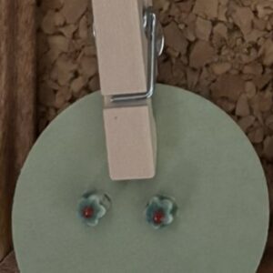 Tiny Green and Red Flower Earrings