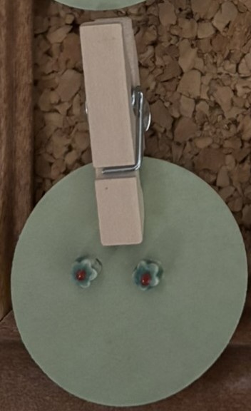 Tiny Green and Red Flower Earrings