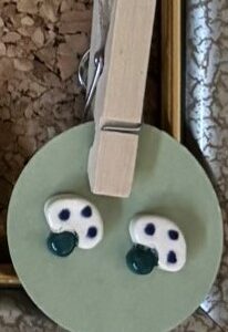 White, Blue, and Teal Mushroom Earrings